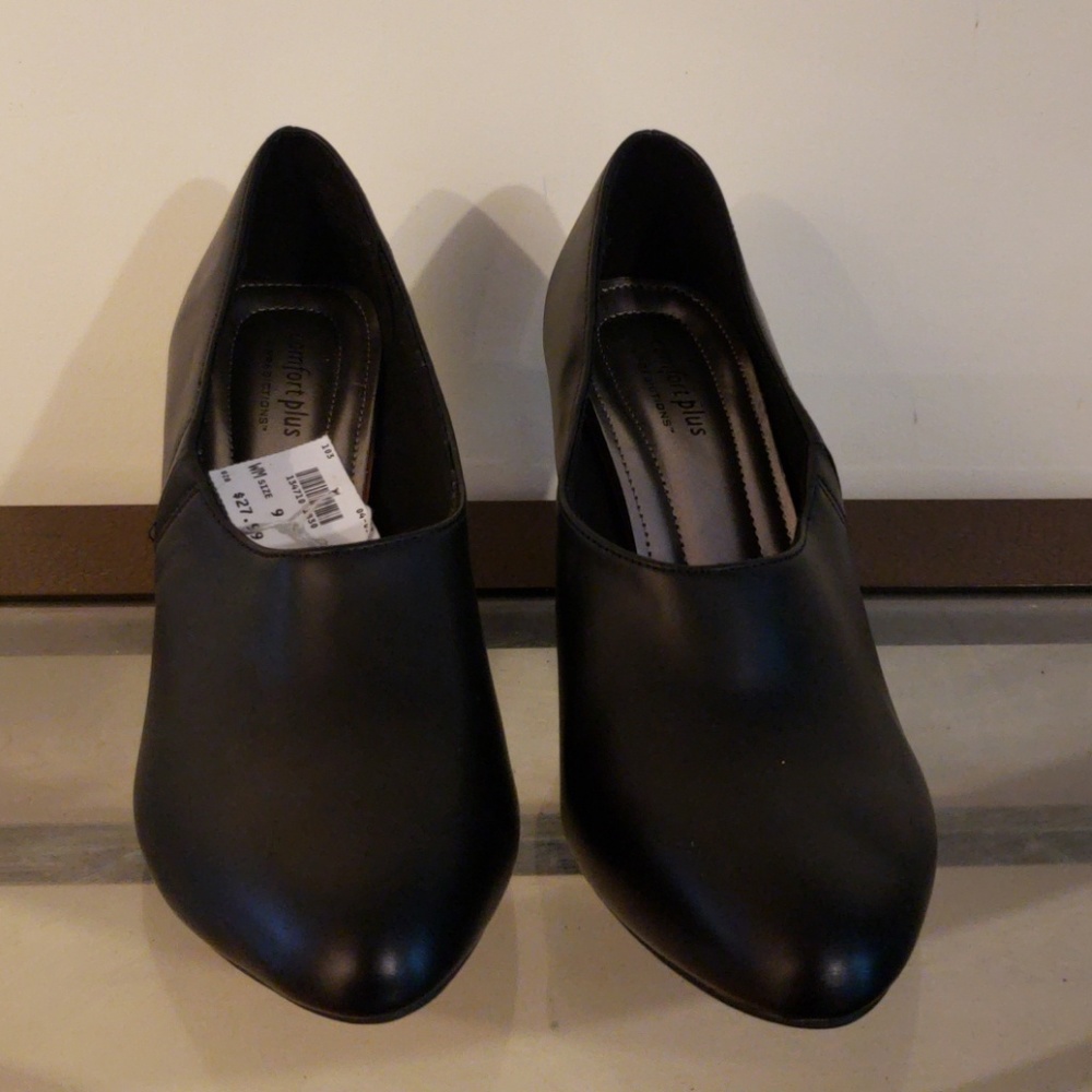 Black Slip On Heel Shoe